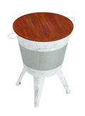 Farmhouse Rustic Distressed Metal Accent Cocktail Table With Wood Top Wht, Set Of 2 Antique Gray Steel