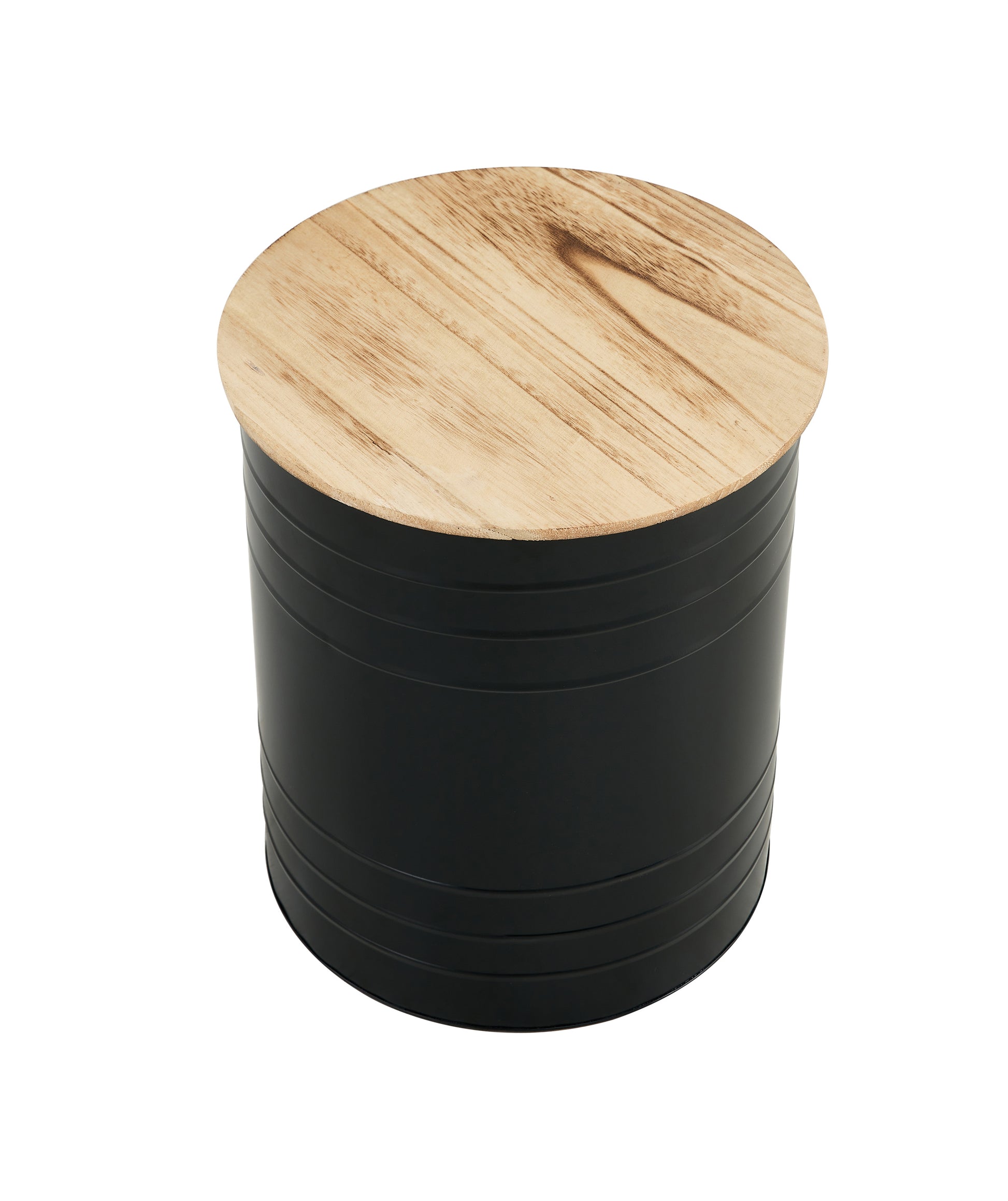 Farmhouse Rustic Distressed Metal Accent Cocktail Table With Wood Top Blk, Set Of 2 Black Steel