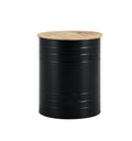 Farmhouse Rustic Distressed Metal Accent Cocktail Table With Wood Top Blk, Set Of 2 Black Steel