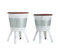 Farmhouse Rustic Distressed Metal Accent Cocktail Table With Wood Top Wht, Set Of 2 Antique Gray Steel