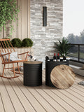 Farmhouse Rustic Distressed Metal Accent Cocktail Table With Wood Top Blk, Set Of 2 Black Steel