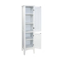 Tall Narrow Tower Freestanding Cabinet With 2 Shutter Doors 5 Tier Shelves For Bathroom, Kitchen ,Living Room ,Storage Cabinet,White White Mdf