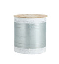 Farmhouse Rustic Distressed Metal Accent Cocktail Table With Wood Top Wht, Set Of 2 Antique White Steel