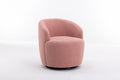 Teddy Fabric Swivel Accent Armchair Barrel Chair With Black Powder Coating Metal Ring,Light Pink Light Pink,Light Pink Foam,Foam Wool,Wool