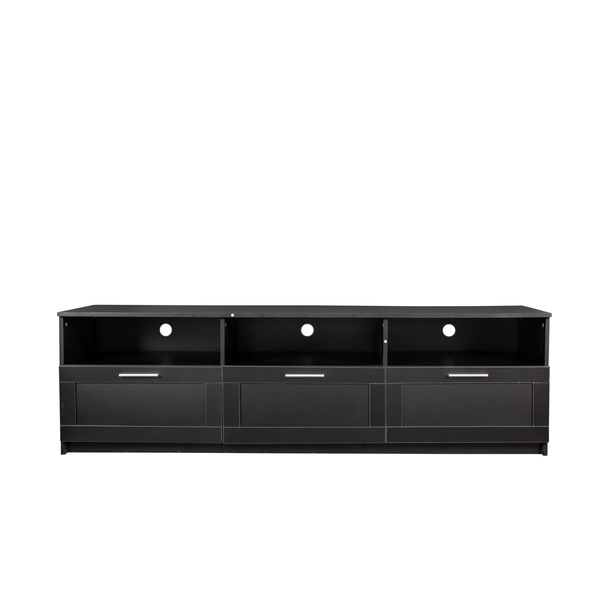 Black Modern Minimalist Tv Cabinet 80 Inch Tv Stand, Open Locker Living Room Bedroom Black Mdf