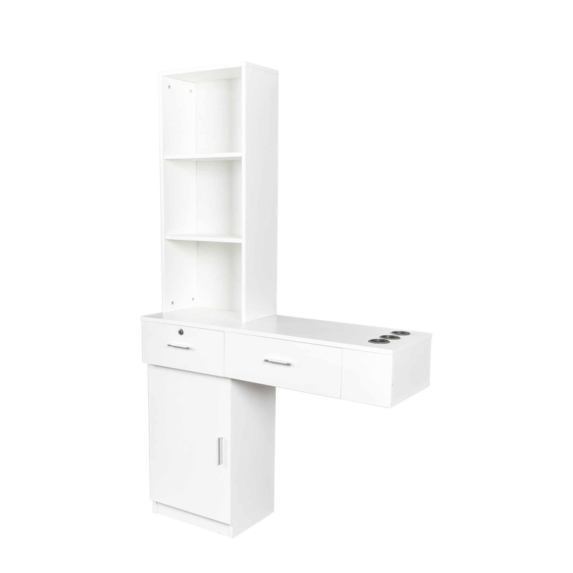 White Modern Simple Hair Desk, Multi Layer Storage, Large Storage Space White Mdf