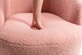 Teddy Fabric Swivel Accent Armchair Barrel Chair With Black Powder Coating Metal Ring,Light Pink Light Pink,Light Pink Foam,Foam Wool,Wool