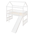 Twin Loft Bed With Slide, House Bed With Slide,White Old Sku :Lt000212Aak White Solid Wood