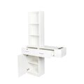 White Modern Simple Hair Desk, Multi Layer Storage, Large Storage Space White Mdf