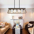 Farmhouse Chandeliers With 5 Bulbs For Dining Room Walnut Walnut Ceiling Lights Traditional Iron,Wood