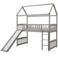 Twin Loft Bed With Slide, House Bed With Slide,White Old Sku :Lt000212Aae Gray Solid Wood