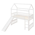 Twin Loft Bed With Slide, House Bed With Slide,White Old Sku :Lt000212Aak White Solid Wood