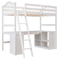 Twin Size Loft Bed With Drawers, Cabinet, Shelves And Desk, Wooden Loft Bed With Desk White Old Sku :Lt000505Aak White Solid Wood