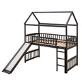 Twin Loft Bed With Slide, House Bed With Slide,Espresso Old Sku :Lt000212Aap Espresso Solid Wood