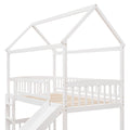 Twin Loft Bed With Slide, House Bed With Slide,White Old Sku :Lt000212Aak White Solid Wood