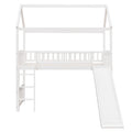 Twin Loft Bed With Slide, House Bed With Slide,White Old Sku :Lt000212Aak White Solid Wood