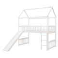 Twin Loft Bed With Slide, House Bed With Slide,White Old Sku :Lt000212Aak White Solid Wood