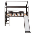 Twin Loft Bed With Slide, House Bed With Slide,Espresso Old Sku :Lt000212Aap Espresso Solid Wood