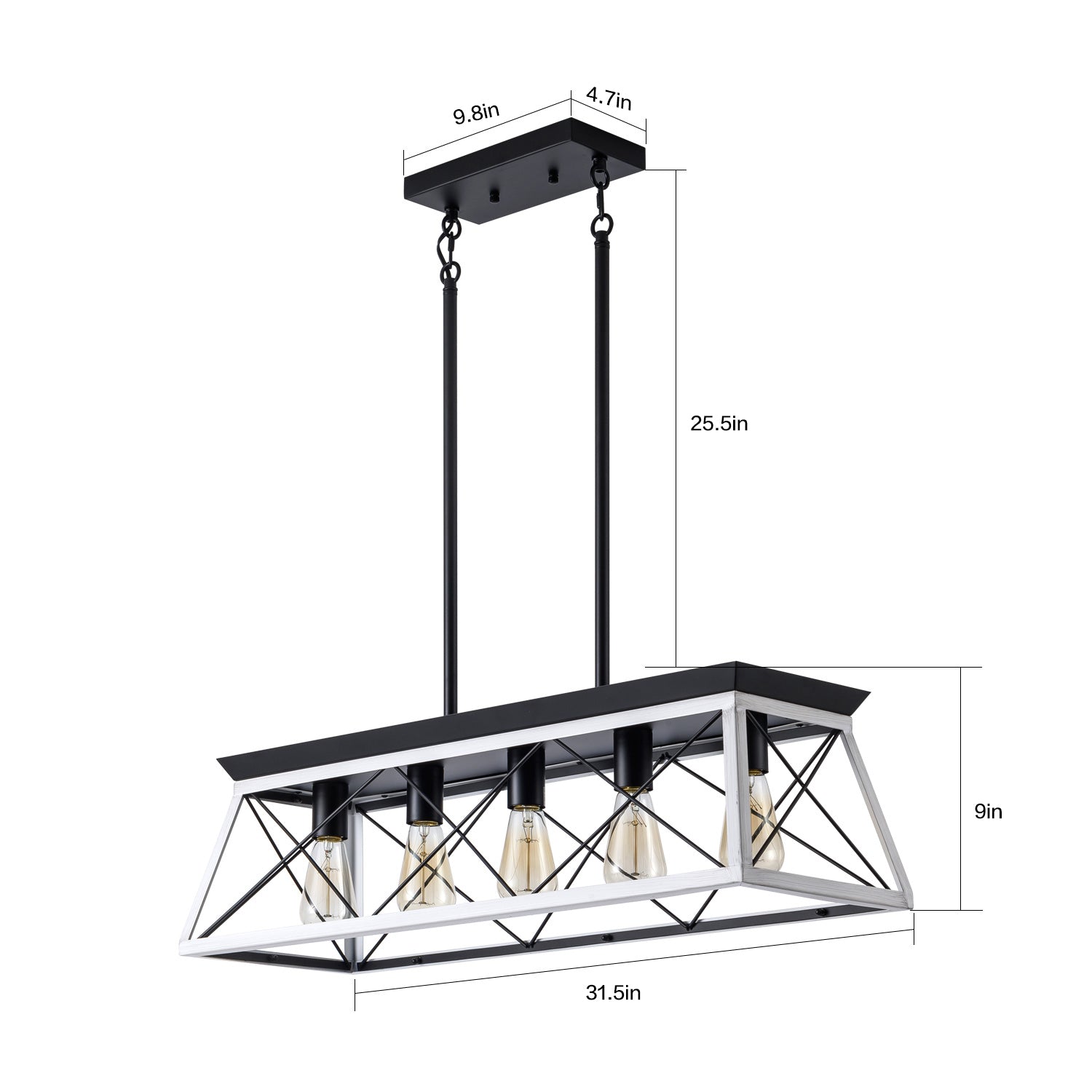 Same As W134065438 L1001 5 Light Farmhouse Chandeliers For Dining Room White No Bulbs White Black Iron,Wood