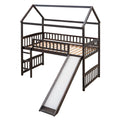 Twin Loft Bed With Slide, House Bed With Slide,Espresso Old Sku :Lt000212Aap Espresso Solid Wood