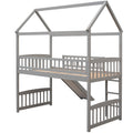 Twin Loft Bed With Slide, House Bed With Slide,White Old Sku :Lt000212Aae Gray Solid Wood