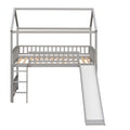 Twin Loft Bed With Slide, House Bed With Slide,White Old Sku :Lt000212Aae Gray Solid Wood