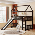 Twin Loft Bed With Slide, House Bed With Slide,Espresso Old Sku :Lt000212Aap Espresso Solid Wood