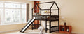 Twin Loft Bed With Slide, House Bed With Slide,Espresso Old Sku :Lt000212Aap Espresso Solid Wood