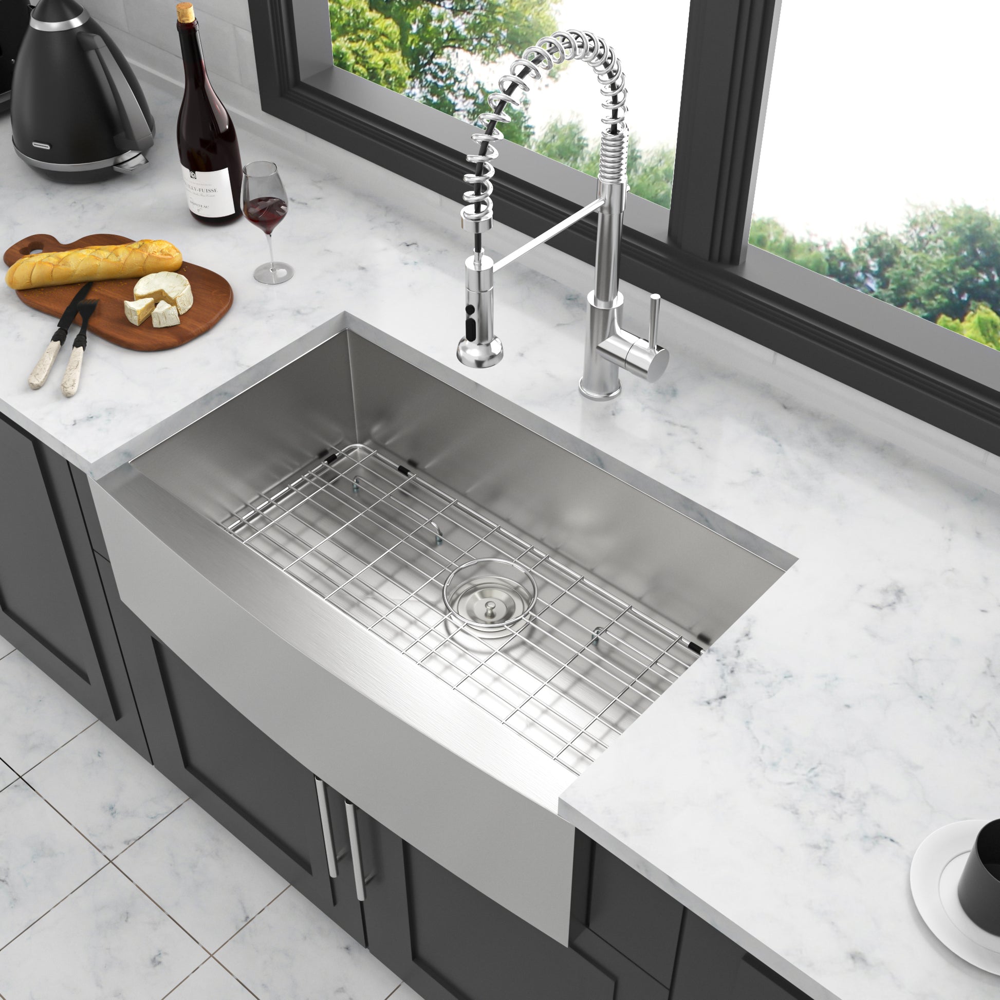 30 Farmhouse Sink 30 Inch Kitchen Sink Stainless Steel 18 Gauge Apron Front Kitchen Sink Brushed Nickel Stainless Steel