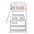 Twin Size Loft Bed With Drawers, Cabinet, Shelves And Desk, Wooden Loft Bed With Desk White Old Sku :Lt000505Aak White Solid Wood