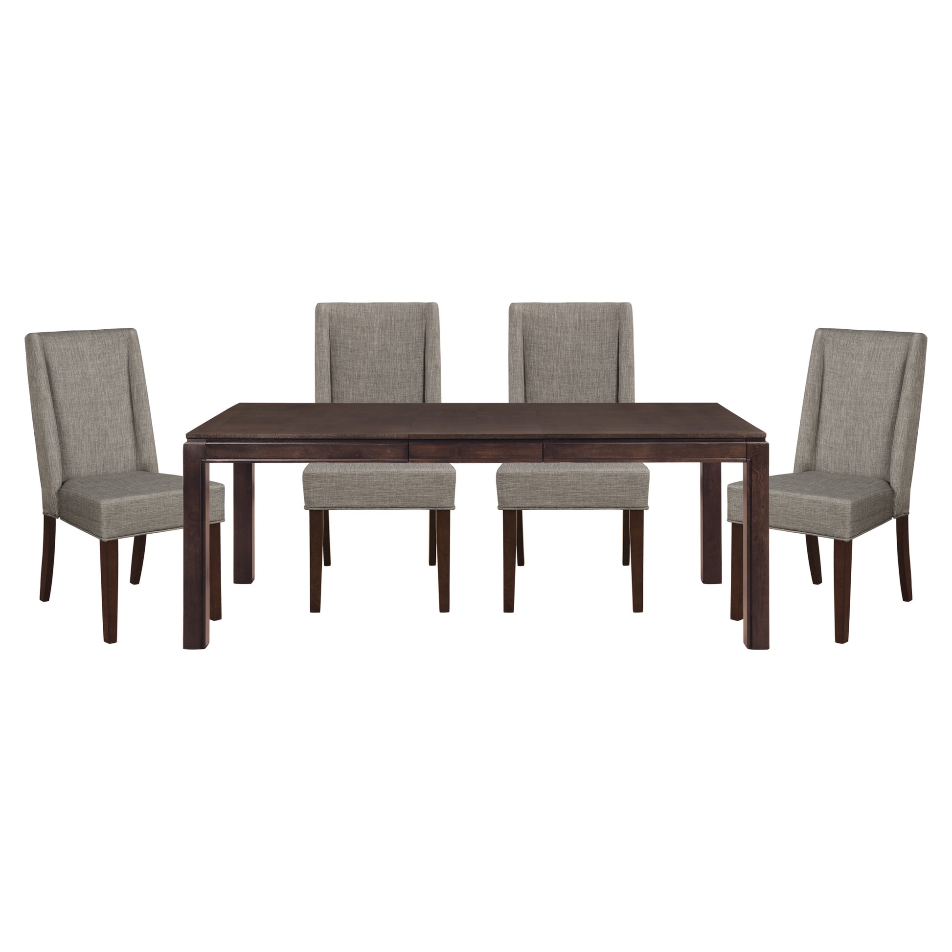 Contemporary Design Dark Brown Finish 1Pc Dining Table With Separate Extension Leaf Wooden Dining Furniture Brown Mix Dining Room Contemporary Solid Wood