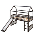 Twin Loft Bed With Slide, House Bed With Slide,Espresso Old Sku :Lt000212Aap Espresso Solid Wood