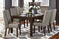 Contemporary Dark Brown 5Pc Dining Set Table With Extension Leaf And 4X Upholstered Side Chairs Modern Dining Room Furniture Wood Wood Dark Brown Seats 4 Wood Dining Room Extendable Contemporary 4 Leg Rectangular Dining Table With Chair Wood