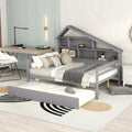 Full Size Platform Bed With Trundle And Shelves, Gray Gray Pine