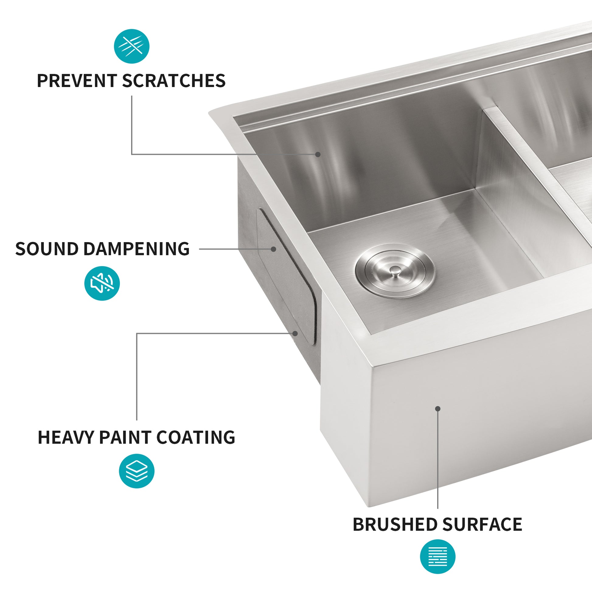 Double Bowl 50 50 Farmhouse Sink Workstation 33 Inch Kitchen Sink Stainless Steel 16 Gauge Apron Front Kitchen Sink Brushed Nickel Stainless Steel