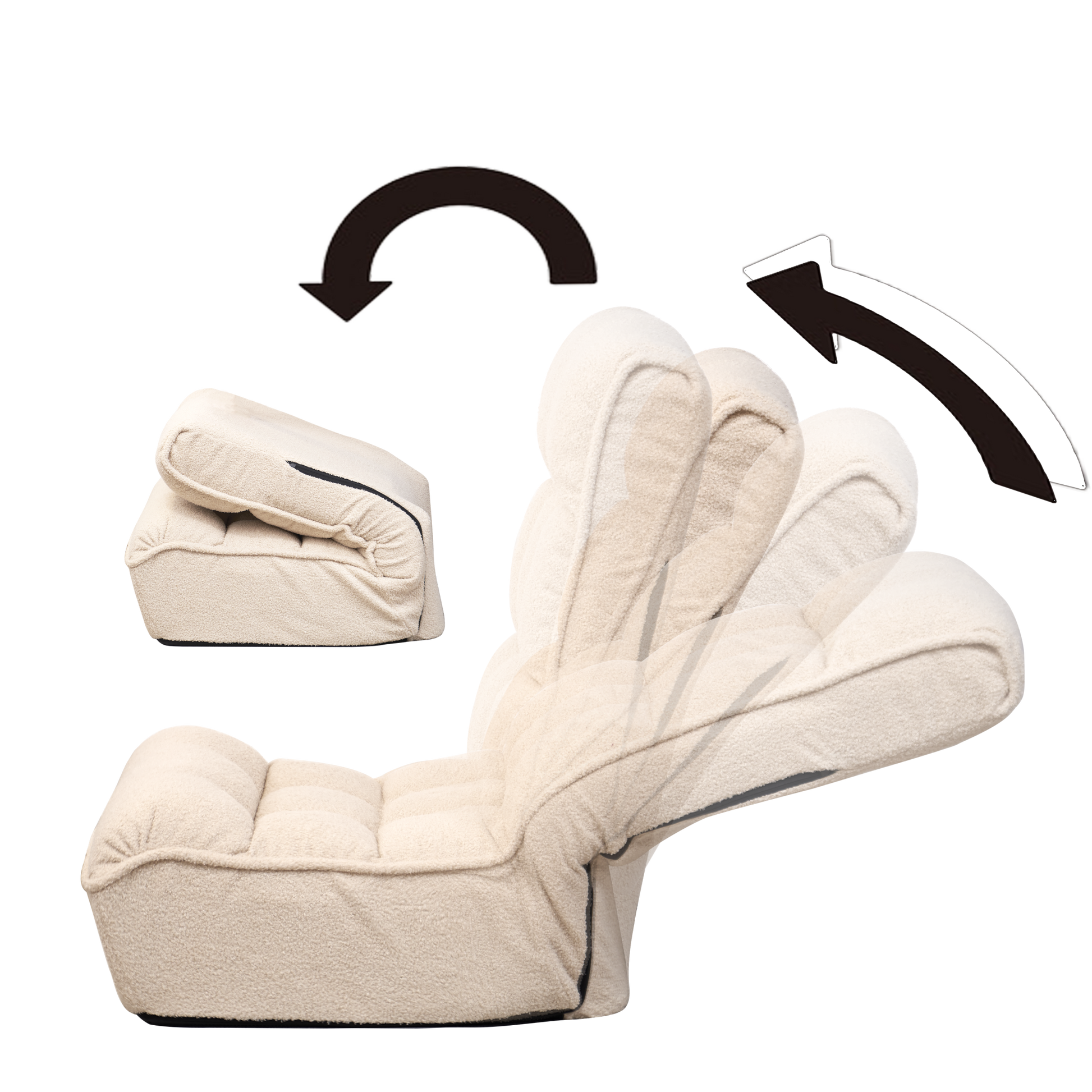 Single Sofa Reclining Chair Japanese Chair Lazy Sofa Tatami Balcony Reclining Chair Leisure Sofa Adjustable Chair White Cotton Metal