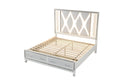 Crystal Queen Storage Bed Made With Wood Finished In White Box Spring Not Required Queen White Wood Bedroom Contemporary,Modern Slat Beds Solid Wood Mdf Polyester Wood