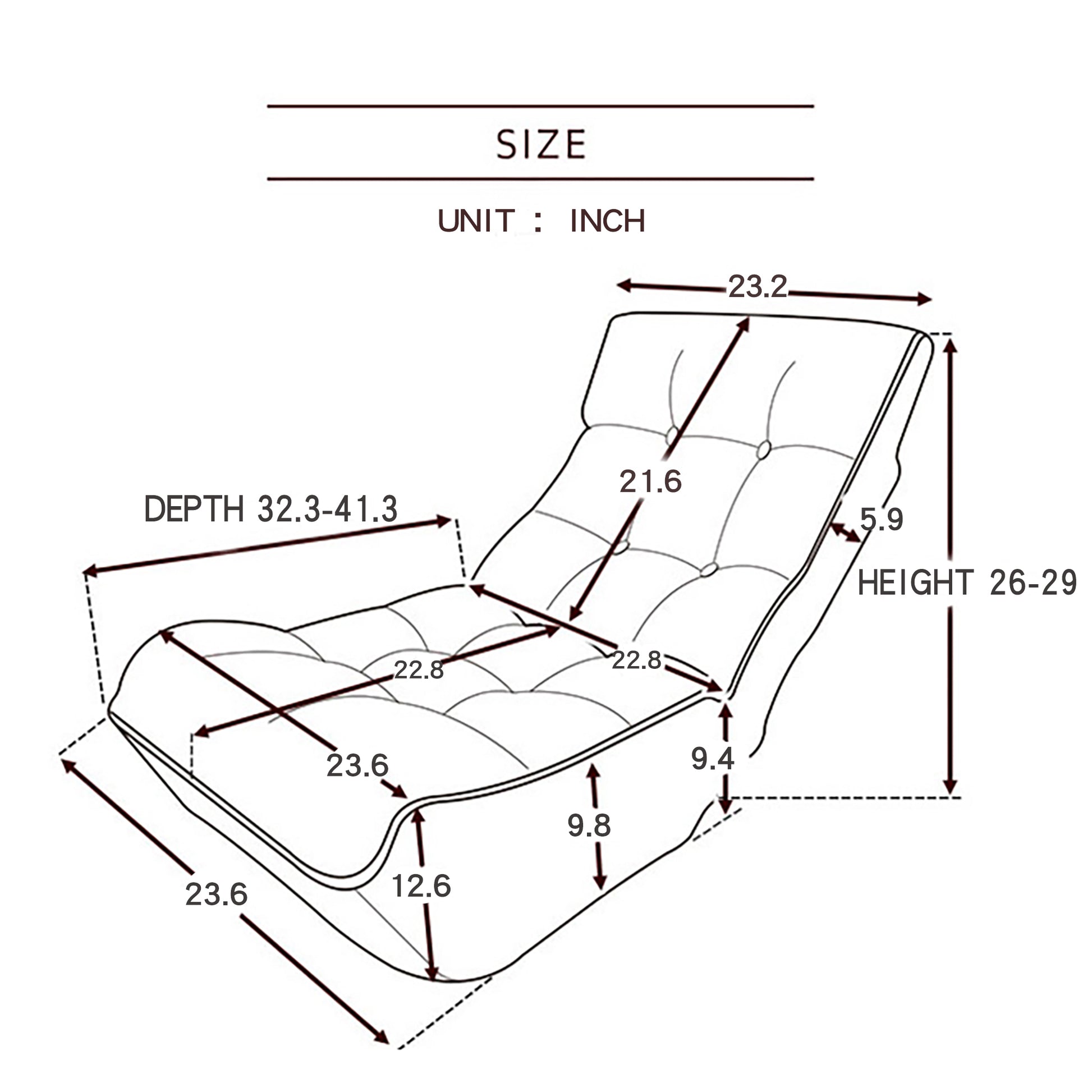 Single Sofa Reclining Chair Japanese Chair Lazy Sofa Tatami Balcony Reclining Chair Leisure Sofa Adjustable Chair White Cotton Metal