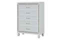 Crystal Chest Made With Wood And Finished In White White Drawer 5 Drawers & Above Ball Bearing Glides Bedroom Contemporary,Modern White Solid Wood Mdf Wood