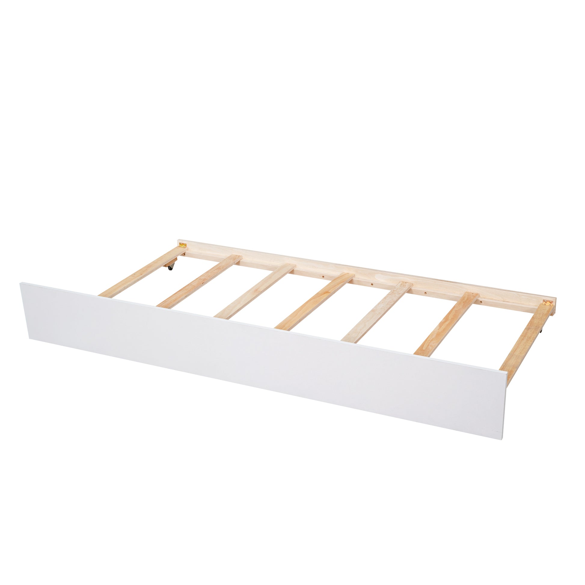 Full Size Platform Bed With Trundle And Shelves, White White Pine