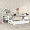 Full Size Platform Bed With Trundle And Shelves, White White Pine