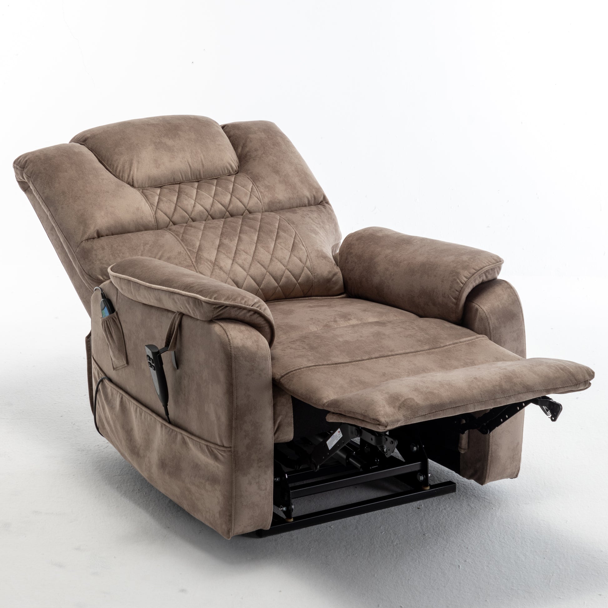 Lounge Chair Lift Chair Relax Sofa Chair Sitting Room Furniture Sitting Room Power Supply Elderly Electric Lounge Chair 180 Degree Lying Flat Beige Brown Cotton Velvet