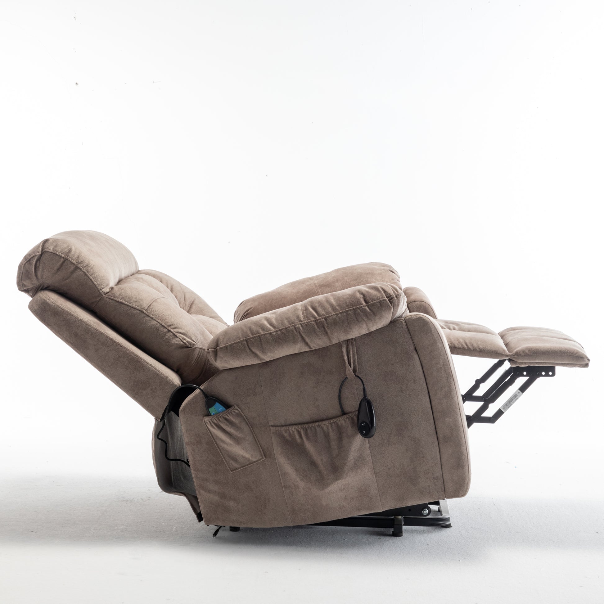 Lounge Chair Lift Chair Relax Sofa Chair Living Room Furniture Living Room Power Elderly Electric Lounge Chair Oversize, Hidden Cup Holder Antique Brown Cotton Velvet