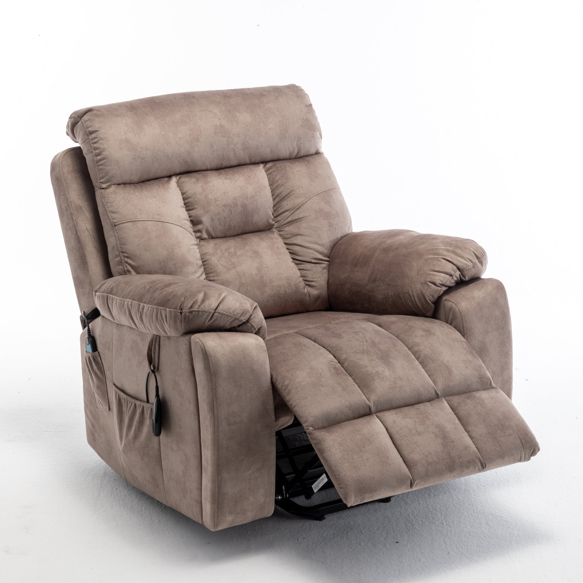 Lounge Chair Lift Chair Relax Sofa Chair Living Room Furniture Living Room Power Elderly Electric Lounge Chair Oversize, Hidden Cup Holder Antique Brown Cotton Velvet