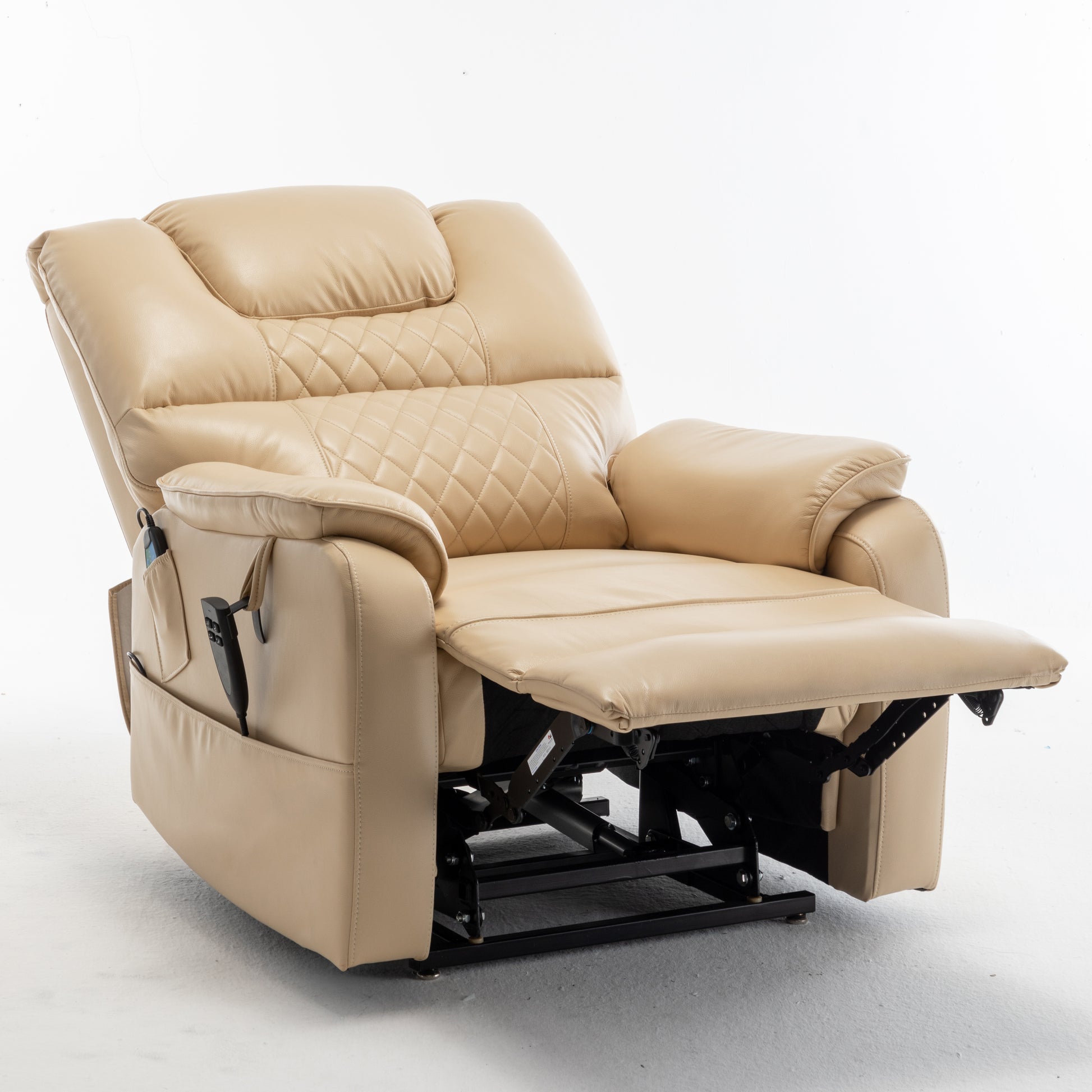 Lounge Chair Lift Chair Relax Sofa Chair Sitting Room Furniture Sitting Room Power Supply Elderly Electric Lounge Chair 180 Degree Lying Flat Beige Yellow Cotton Pu