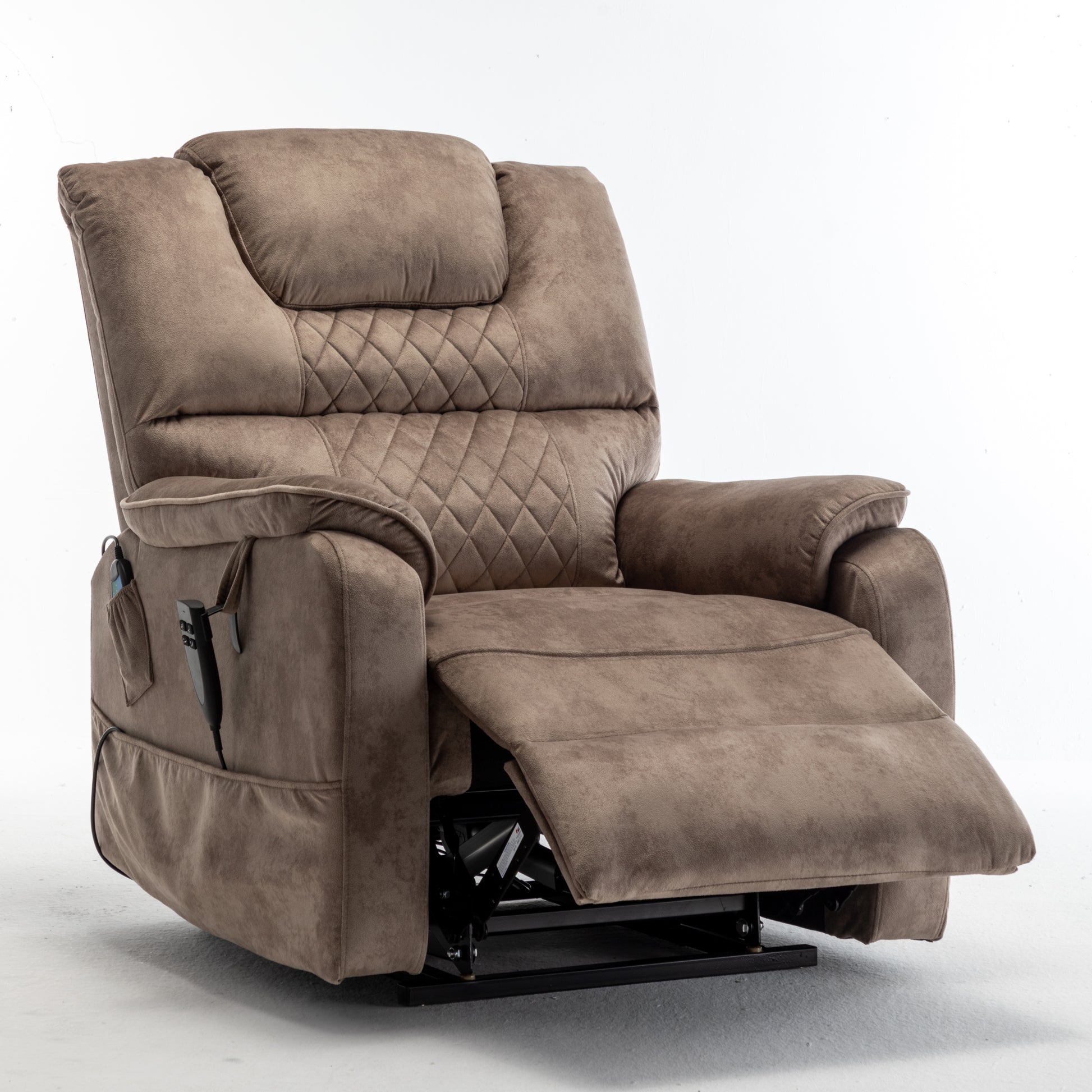 Lounge Chair Lift Chair Relax Sofa Chair Sitting Room Furniture Sitting Room Power Supply Elderly Electric Lounge Chair 180 Degree Lying Flat Beige Brown Cotton Velvet