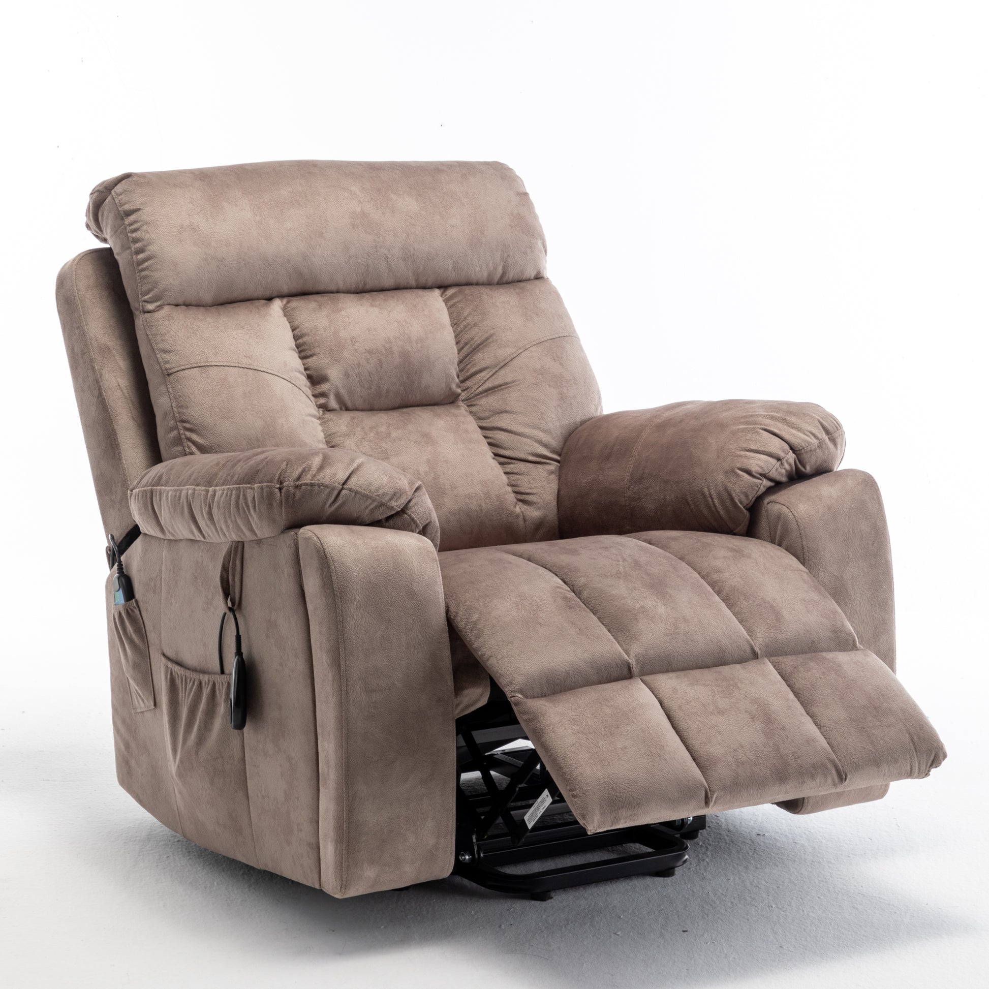 Lounge Chair Lift Chair Relax Sofa Chair Living Room Furniture Living Room Power Elderly Electric Lounge Chair Oversize, Hidden Cup Holder Antique Brown Cotton Velvet