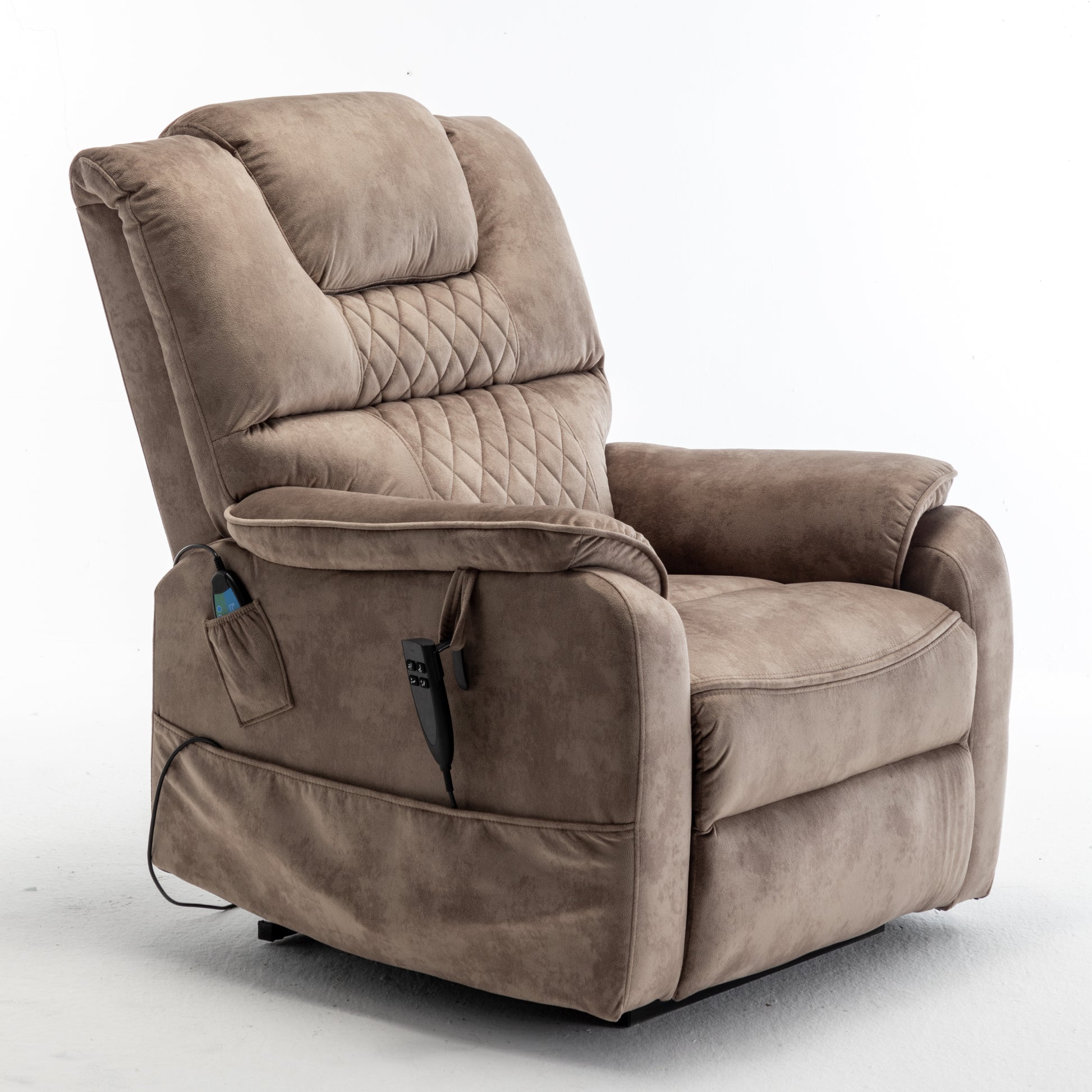 Lounge Chair Lift Chair Relax Sofa Chair Sitting Room Furniture Sitting Room Power Supply Elderly Electric Lounge Chair 180 Degree Lying Flat Beige Brown Cotton Velvet