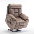 Lounge Chair Lift Chair Relax Sofa Chair Living Room Furniture Living Room Power Elderly Electric Lounge Chair Oversize, Hidden Cup Holder Antique Brown Cotton Velvet