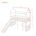 Twin Loft Bed With Slide, House Bed With Slide,White Old Sku :Lt000212Aak White Solid Wood